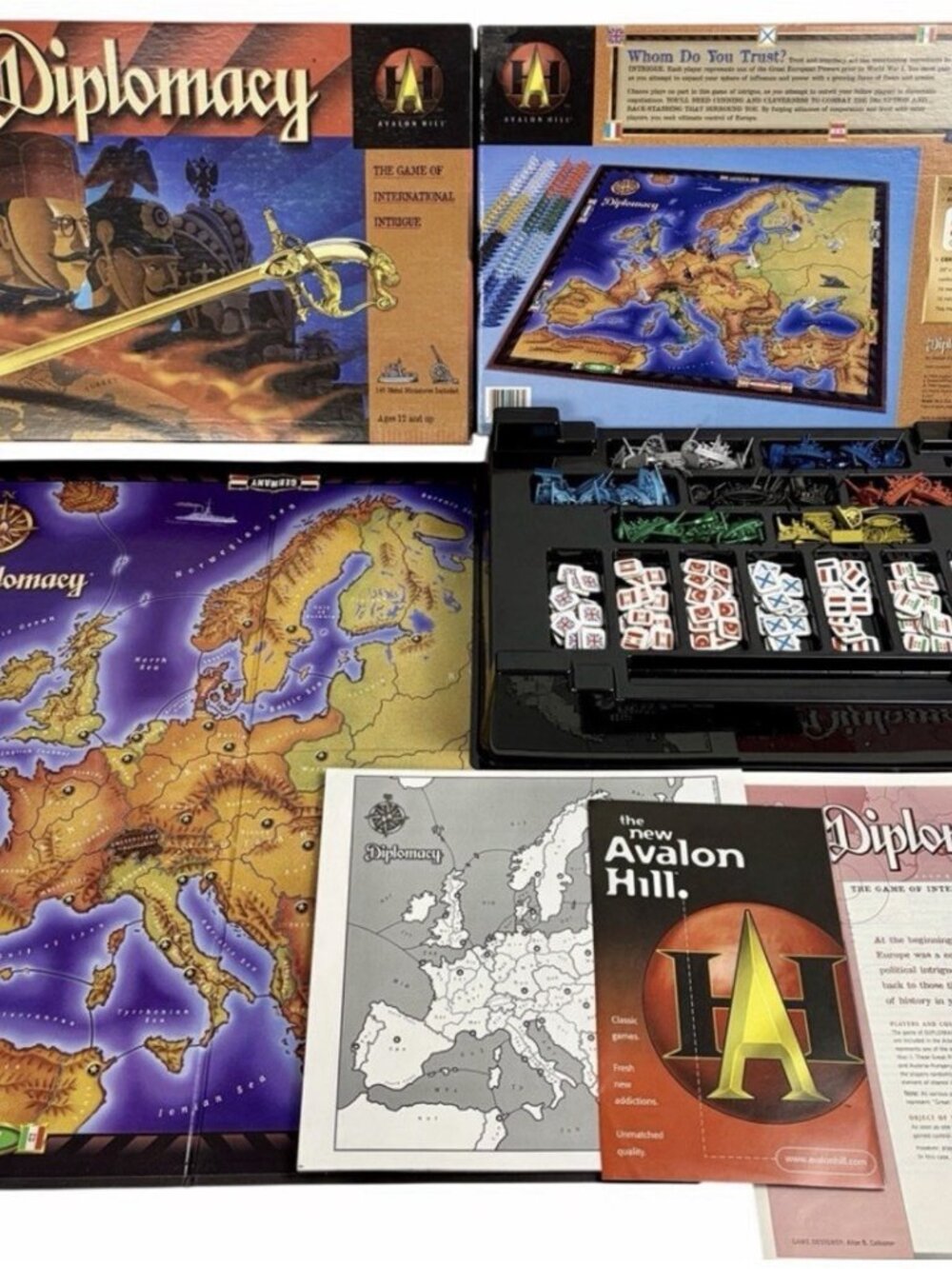 VTG 1999 Diplomacy Board Game Of National Intrigue Avalon Hill Hasbro 41307